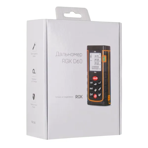 Лазерный дальномер RGK D60, 60м (арт. 4610011870613), 60 м, фото 5