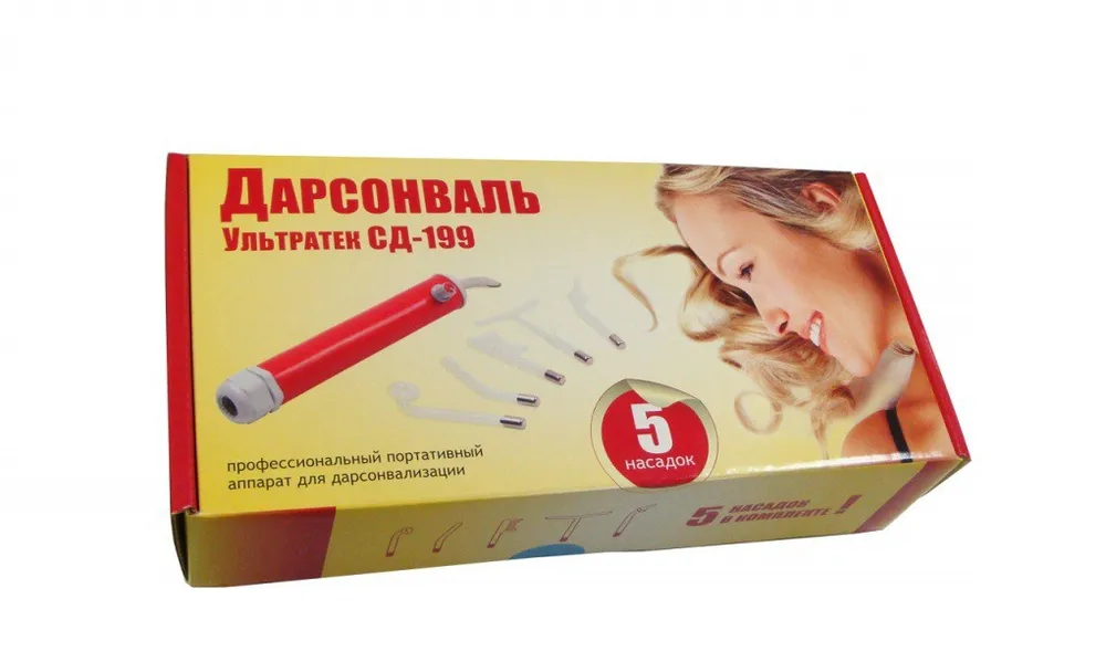 Дарсонваль Ультратек SD -199, 5 насадок, красный, красный, фото 3