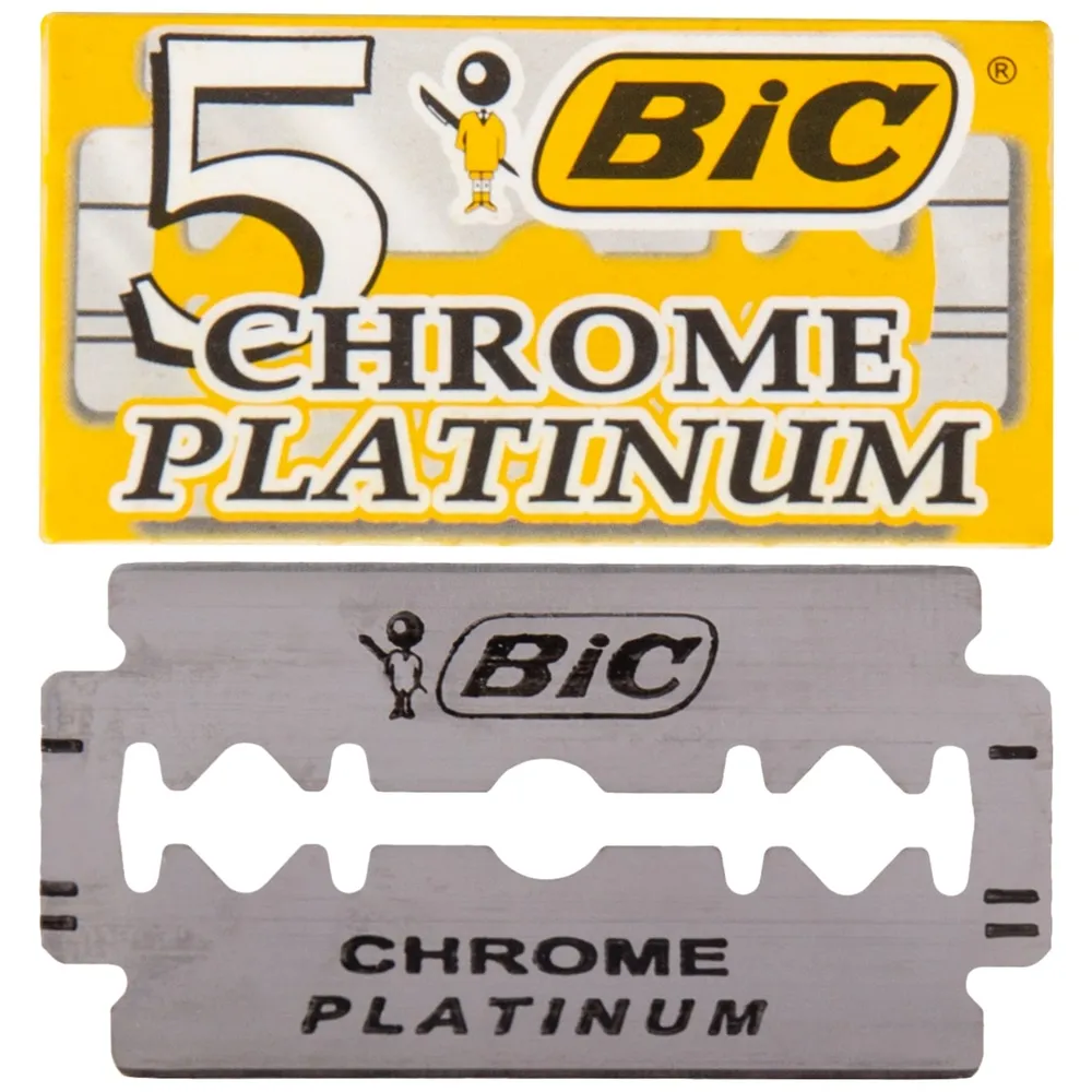 Двусторонние лезвия для Бритвы BIC "Chrome Platinum", классические, для T-образных бритв и шавет, упаковка 5 шт, 5 шт, фото 3