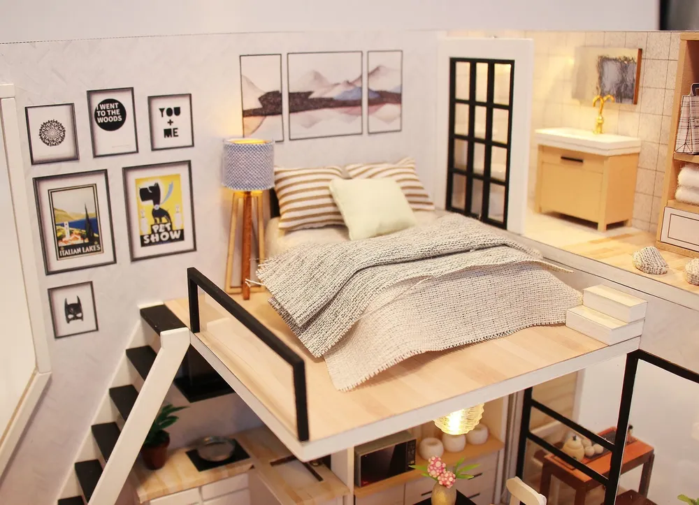 Румбокс. DIY MiniHouse. Интерьерный конструктор "Студия в стиле модерн", M038. Полностью русифицировано., вариант, фото 6