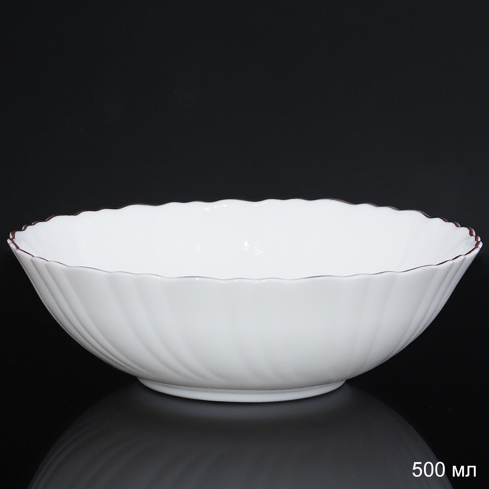 Салатник WHITE LILY Золотая отводка , 500 мл, диаметр 15,5 см, золотой, стеклокерамика