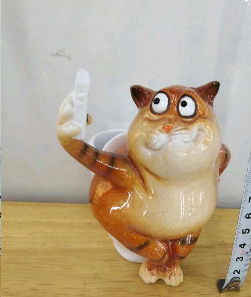Статуэтка Кот с телефоном, полистоун, 10 х 10 х 13 см — фото 3