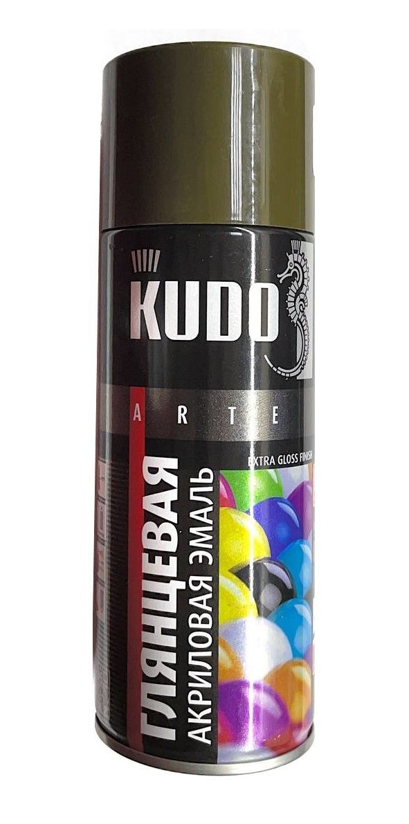 Эмаль акриловая хаки глянцевая KUDO KU-A6014 универс.быстросохнущая RAL 520мл (12)