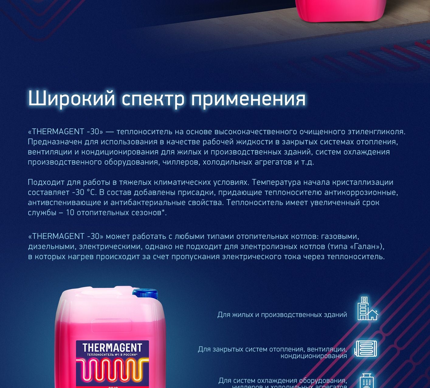 Теплохладоноситель THERMAGENT -30 этиленгликоль 10 кг, термагент ...