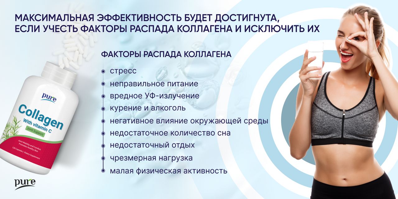 Коллаген с Витамином С Pure, Collagen для кожи, волос от выпадения ...