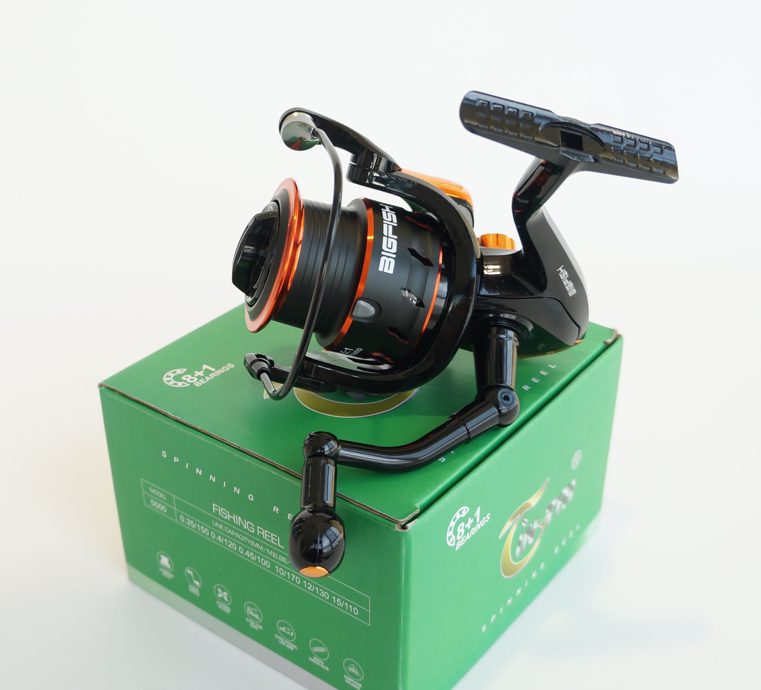 Катушка Рыбалка & Спорт бюджетная_черный_золотой, Безынерционная, 5000 ...