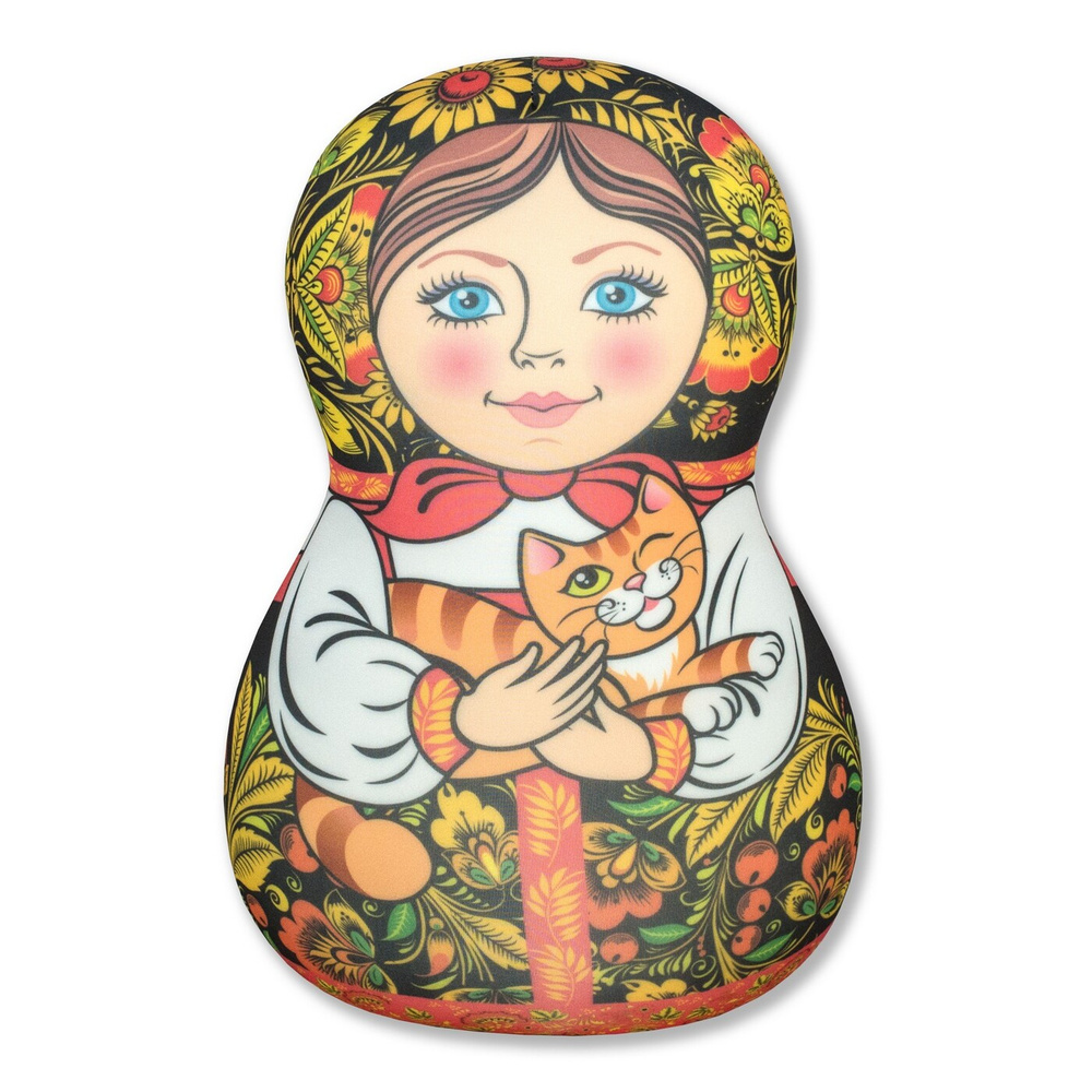 Мягкая игрушка-антистресс Матрешка/ с кошкой / 28 см / подарок на Масленицу / подарок на Пасху #1