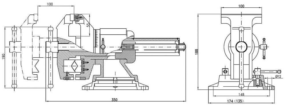 ЗУБР ЭКСПЕРТ-3D 100 мм, Многофункциональные слесарные тиски (32712-100)  #1