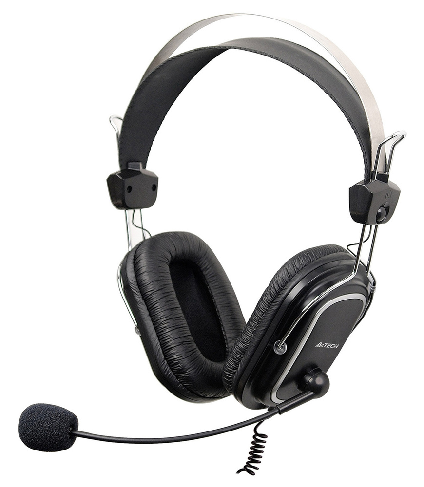 Наушники Накладные A4Tech Наушники с микрофоном HU-50 черный 2м ...