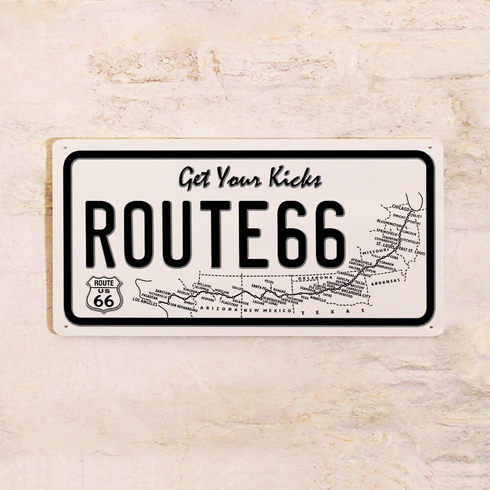 Винтажный сувенирный номер на машину Route 66, металл, 15х30 см., 15 см, 30  см - купить в интернет-магазине OZON по выгодной цене (224558982)