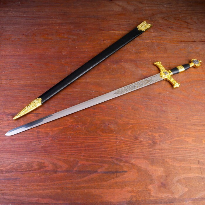 Сувенирный меч, рукоять Звезда Давида, клинок роспись, 86 см  #1