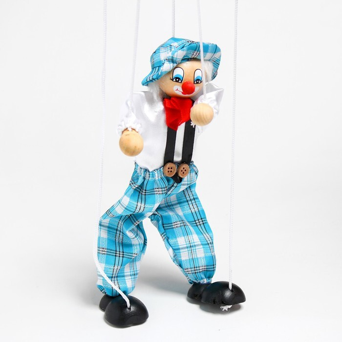 Дергунчик - марионетка на ниточках "Клоун в шляпе", цвета МИКС  #1