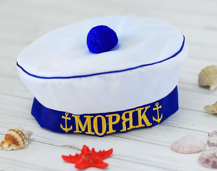 Шапочка юнги "Моряк" с помпоном, размер 56 #1