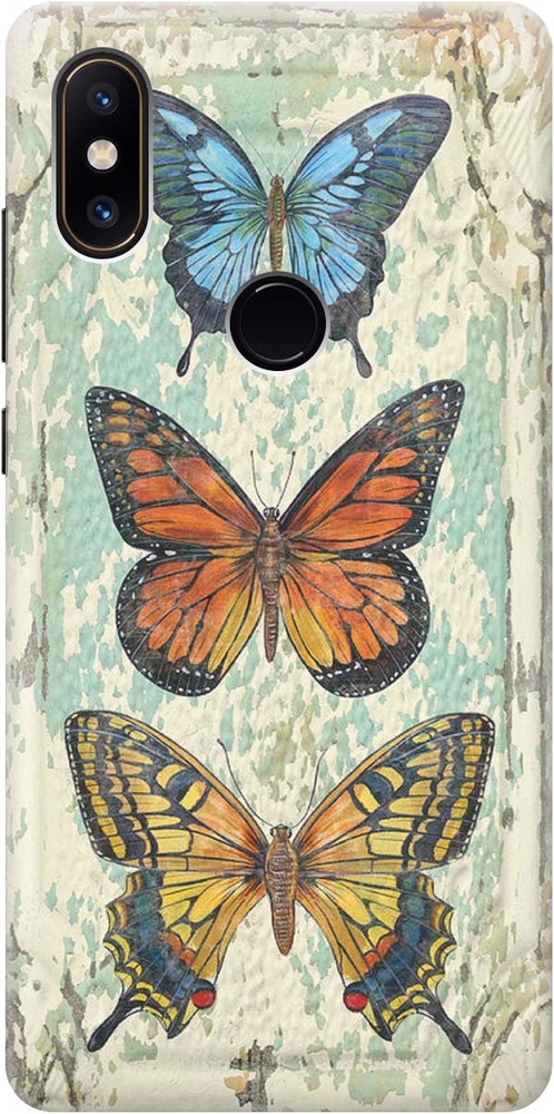 Cиликоновый чехол Три бабочки на Xiaomi Mi MIX 2S / Сяоми Ми Микс 2 эс ...