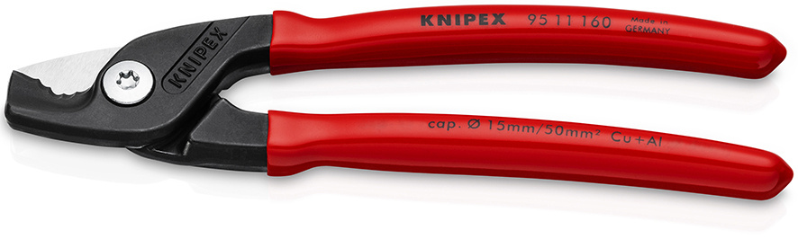 Кабелерез Knipex StepCut KN-9511160, ступенчатый рез,кабель d 15 мм, L-160 мм, чёрный, обливные рукоятки #1