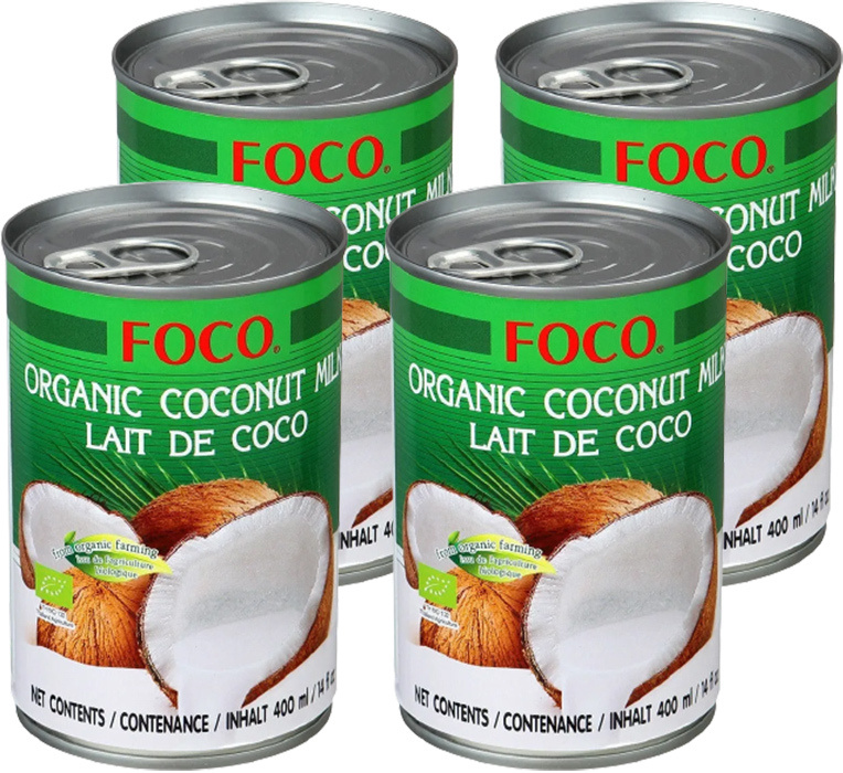 Кокосовое молоко FOCO органическое БЕЗ ДОБАВОК, жирность 10-12%, 400 мл х 4 шт  #1