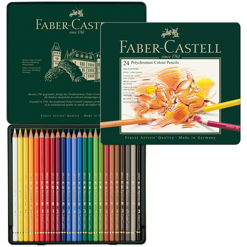 Карандаши цветные Faber-Castell Polychromos 24 цвета в металлической коробке  #1