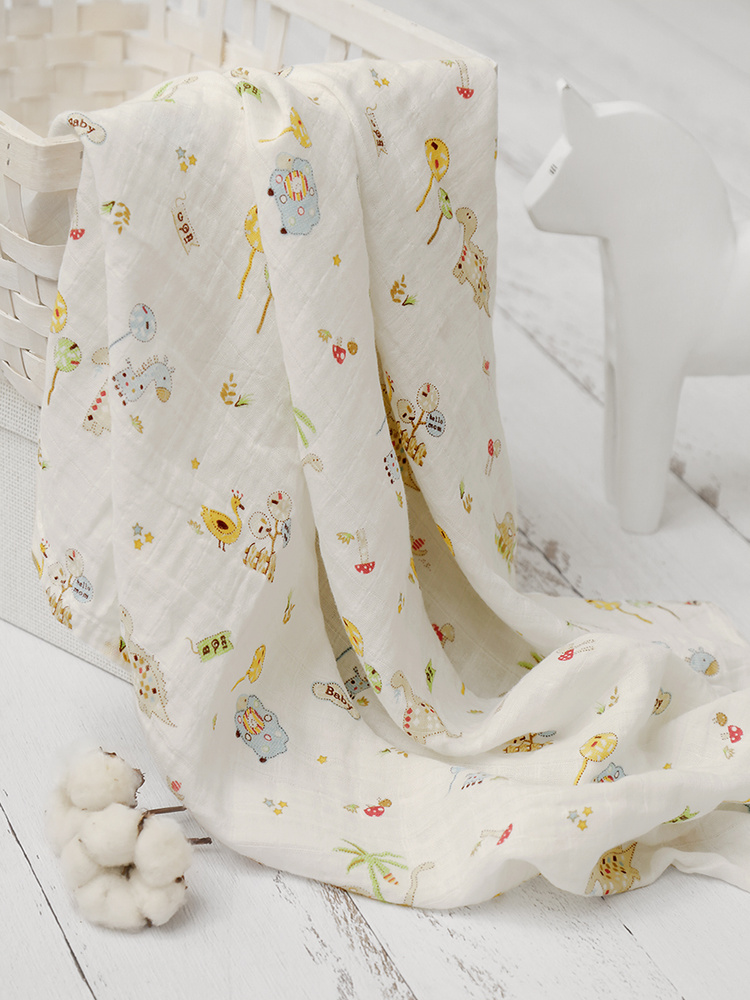 Baby Nice Пеленка текстильная 120 х 120 см, Муслин, Хлопок, 1 шт Для дома, для семьи  #1