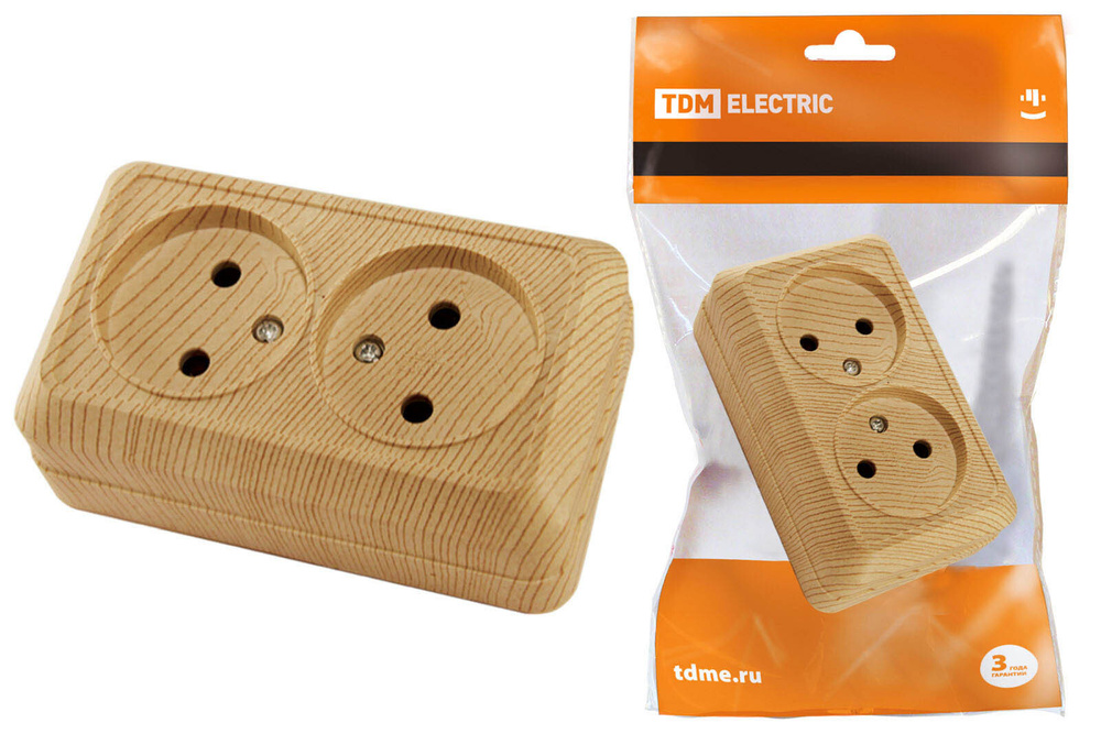 Розетка двойная 2П открытой установки IP20 10А 250В (керамика) сосна ...