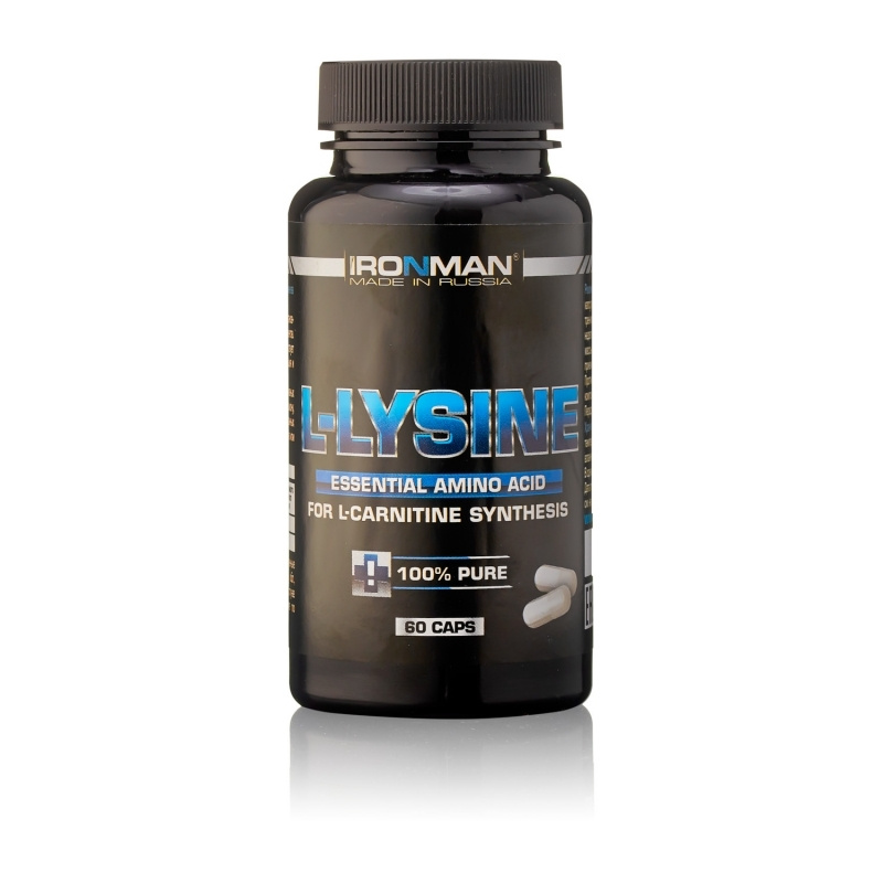Л-Лизин 1200мг, 60 капсул, Ironman, для кожи, связок, костей, набора ...