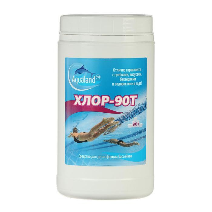 Дезинфицирующее средство Aqualand Хлор-90Т, таблетки 200 г, 1 кг  #1