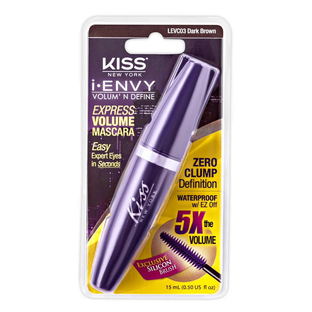 Kiss I Envy Термотушь "Сумасшедшие ресницы" Темно - коричневая (на блистере) Mascara Clamshell Dark Brown #1