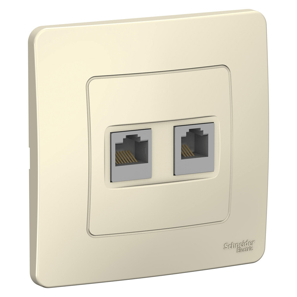 Розетка 1 СП комп. RJ45 кат.5e + телеф.RJ11 SE Blanca молочный #1