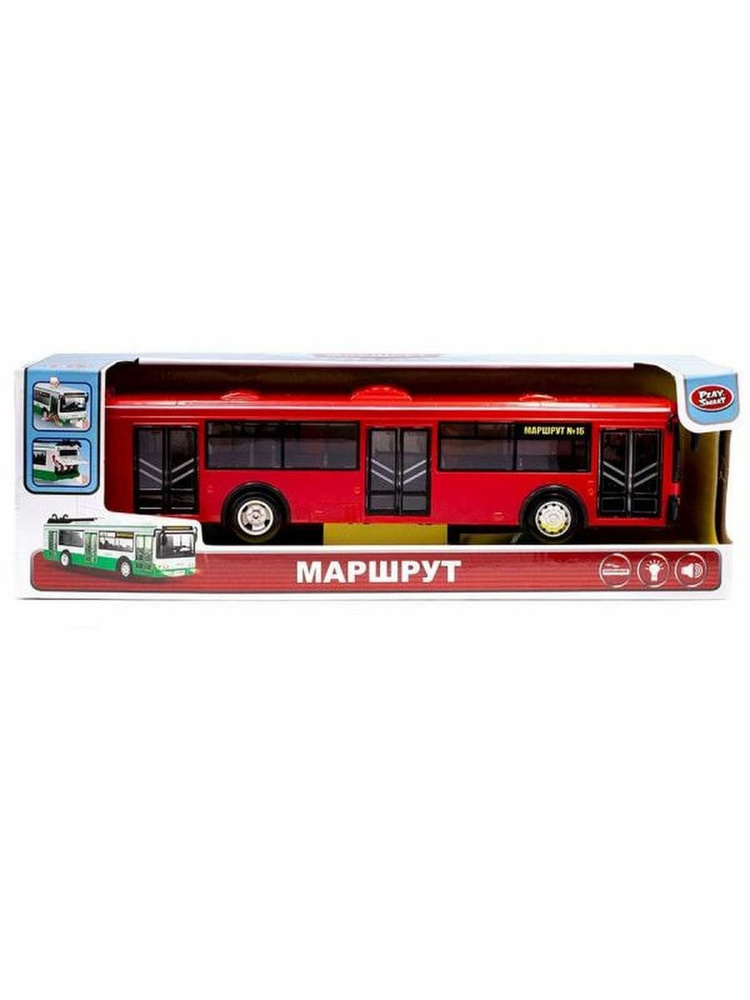 Инерционный автобус Play Smart 1:43 "ЛиАЗ-5292" 29 см. 9690-C Автопарк ...