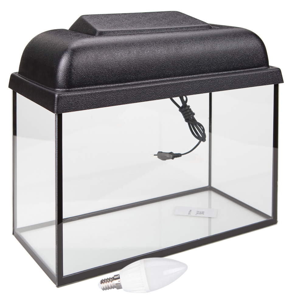 Аквариум для рыбок с подсветкой 10 литров с крышкой и диодной лампой ...