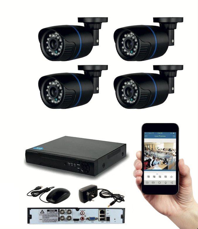 Готовый AHD комплект видеонаблюдения на 4 уличные камеры 5мП с ИК подсветкой до 20м  #1