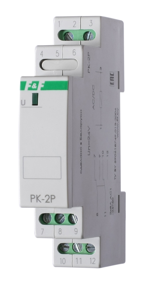 Реле промежуточное PK-2P монтаж на DIN-рейке 35мм 220В 50Гц 2х8А 2 перекл. F&F EA06.001.009  #1