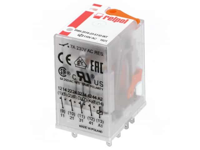 Реле электромагнитное RELPOL R4N-2014-23-5110-WT, 4PDT, Uобмотки 110ВAC ...