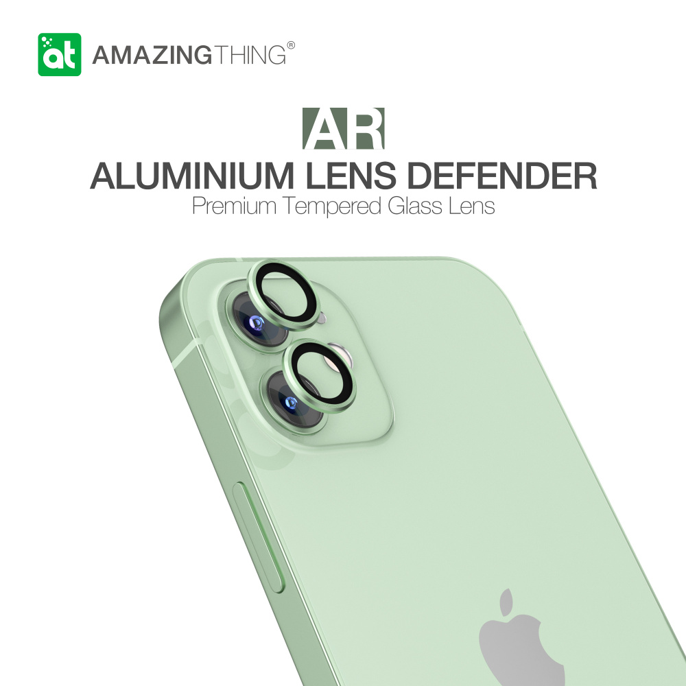 2шт Защитное стекло для линз камеры смартфона Apple iPhone 12 или 12 mini  Amazingthing Aluminum Mint Green 0.33mm, на телефон Эпл Айфон 12 мини,  полное покрытие линзы, глянцевое, олеофобное(гидрофобное), противоударное  закаленное 2,5D -