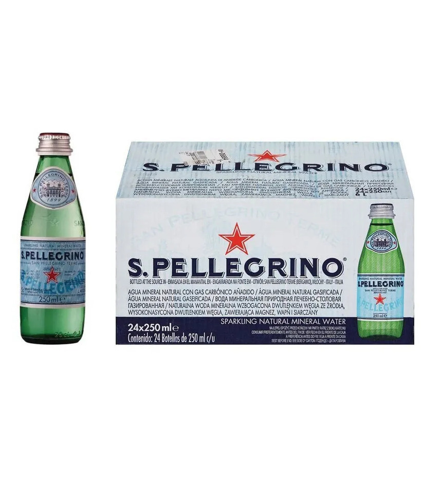 Вода минеральная San Pellegrino (Сан Пеллегрино) 24 шт. по 0.25 л, газированная, стекло  #1