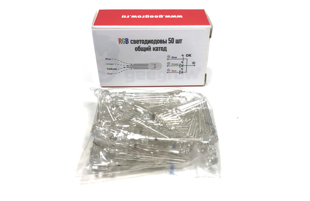 RGB светодиоды с общим катодом, 5мм - 50шт - купить с доставкой по ...
