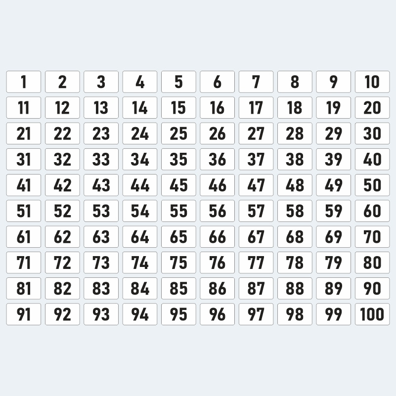 Наклейки с номерами от 1 до 100 цвет белый 40х25 мм / номерные стикеры 1-100. ПолиЦентр #1