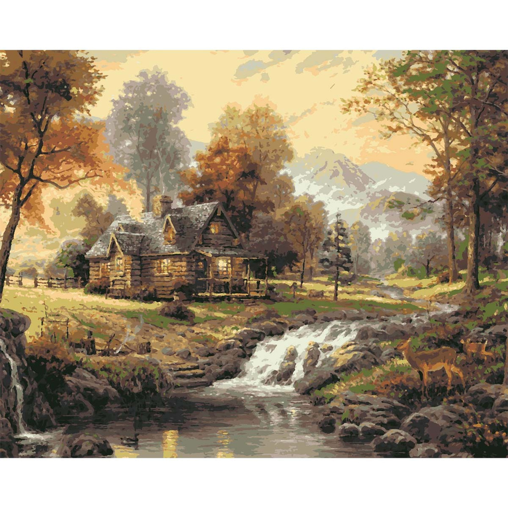 Картина по номерам Дом в солнечном лесу, Хобрук, 40х50 см, HS0120 ...