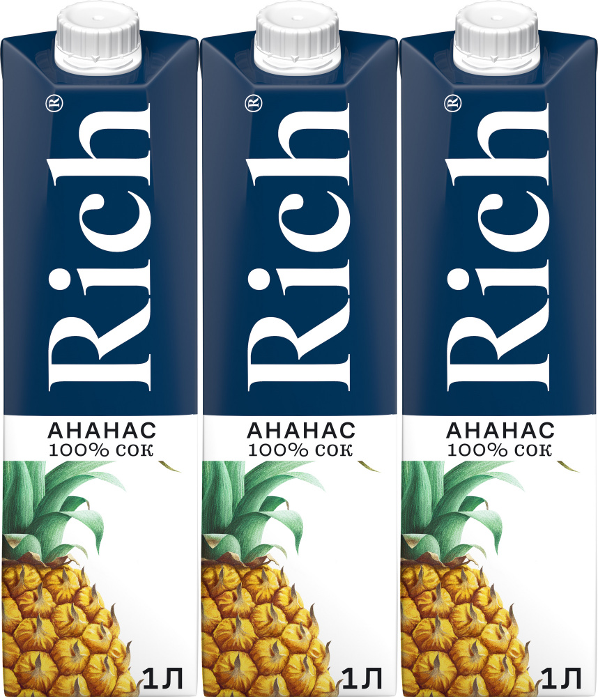 Сок Rich Ананас с мякотью 1 л в упаковке, комплект: 3 упаковки  #1