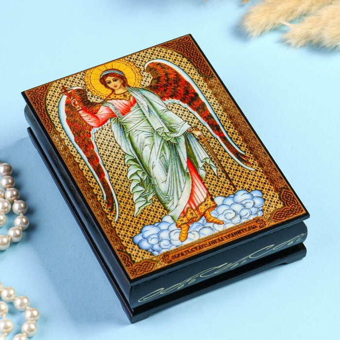Шкатулка "Ангел-хранитель" 10x14 см, лаковая миниатюра #1