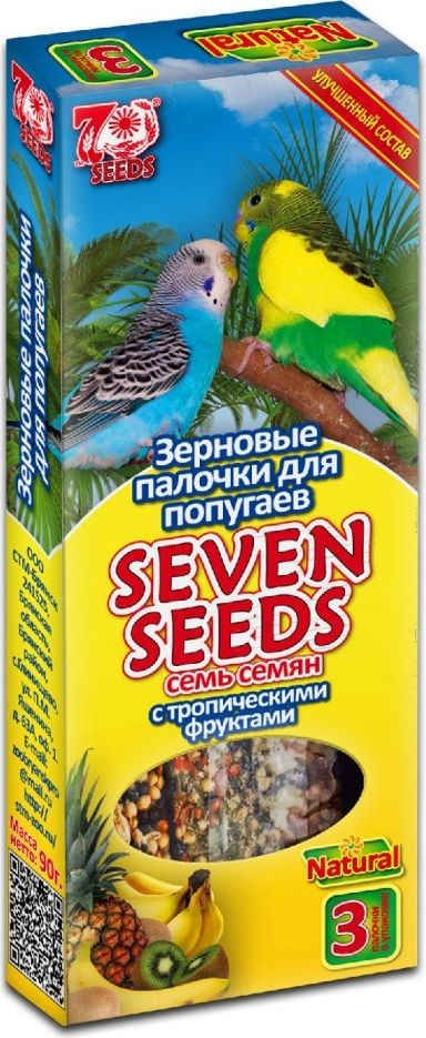 Лакомство для попугаев Seven Seeds палочки с тропическими фруктами 3шт  #1