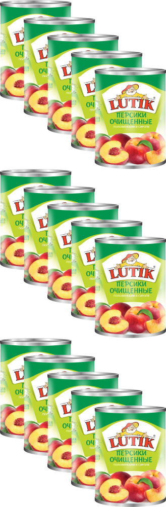 Персики Lutik половинки очищенные в сиропе, комплект: 15 упаковок по 410 г  #1