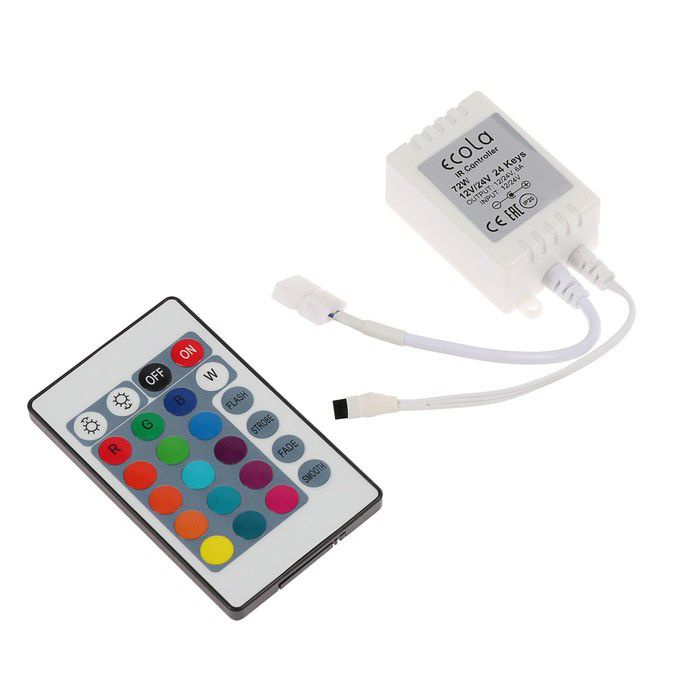Контроллер для цветной RGB светодиодной ленты с ИК пультом управления на 6 Ампер, 12V/72 и 24V/144W, #1