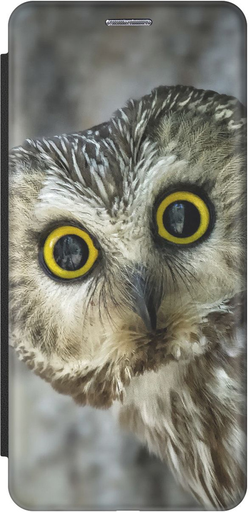 Чехол-книжка Удивленная сова на Samsung Galaxy S8 / Самсунг С8 черный ...