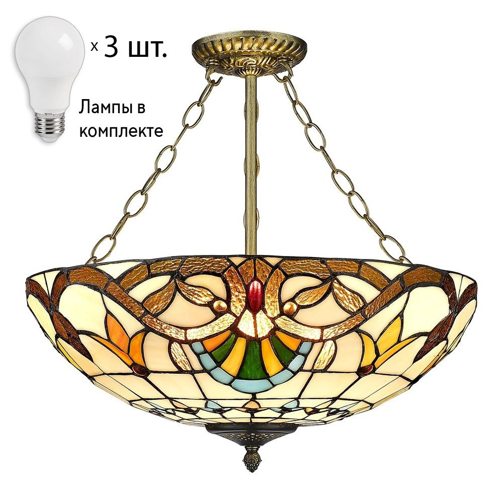 Подвесной светильник тиффани с лампочками Velante 830-807-03+Lamps  #1