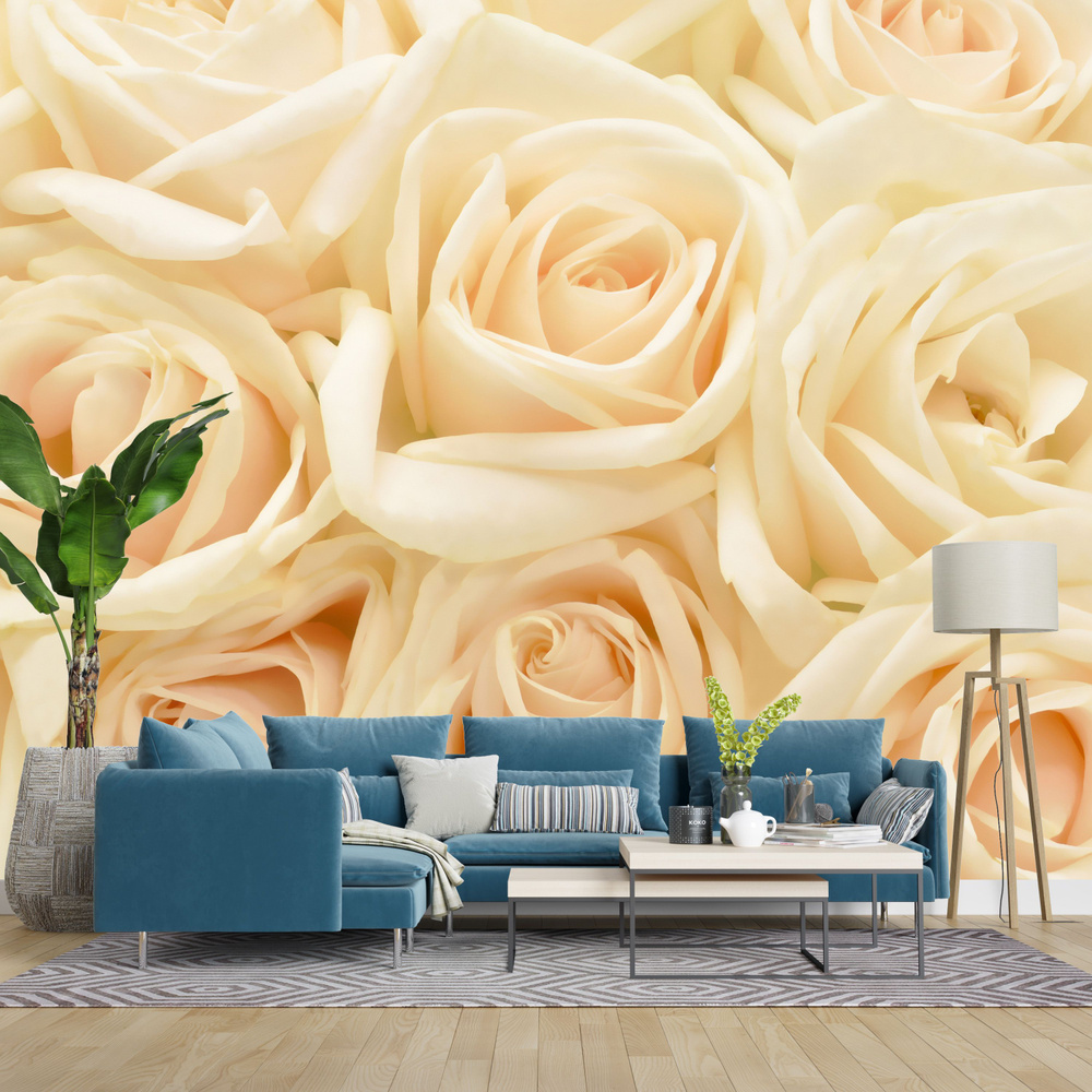 Фотообои на стену "3D Кремовые розы" флизелиновые 300х260 см. - купить по выгодной цене в интернет-магазине OZON (731744285)