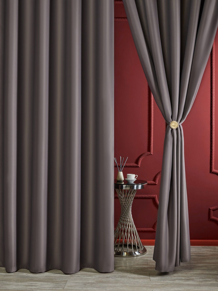 Айвори Комплект штор Блэкаут-Жасмин 250х300см, сиренево-серый  #1