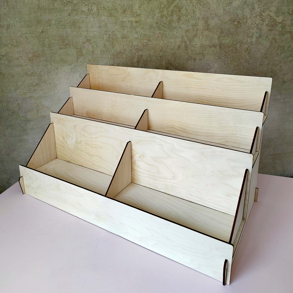 Стойка деревянная 6 ячеек , ширина ячейки 239 мм / Стенд торговый ...