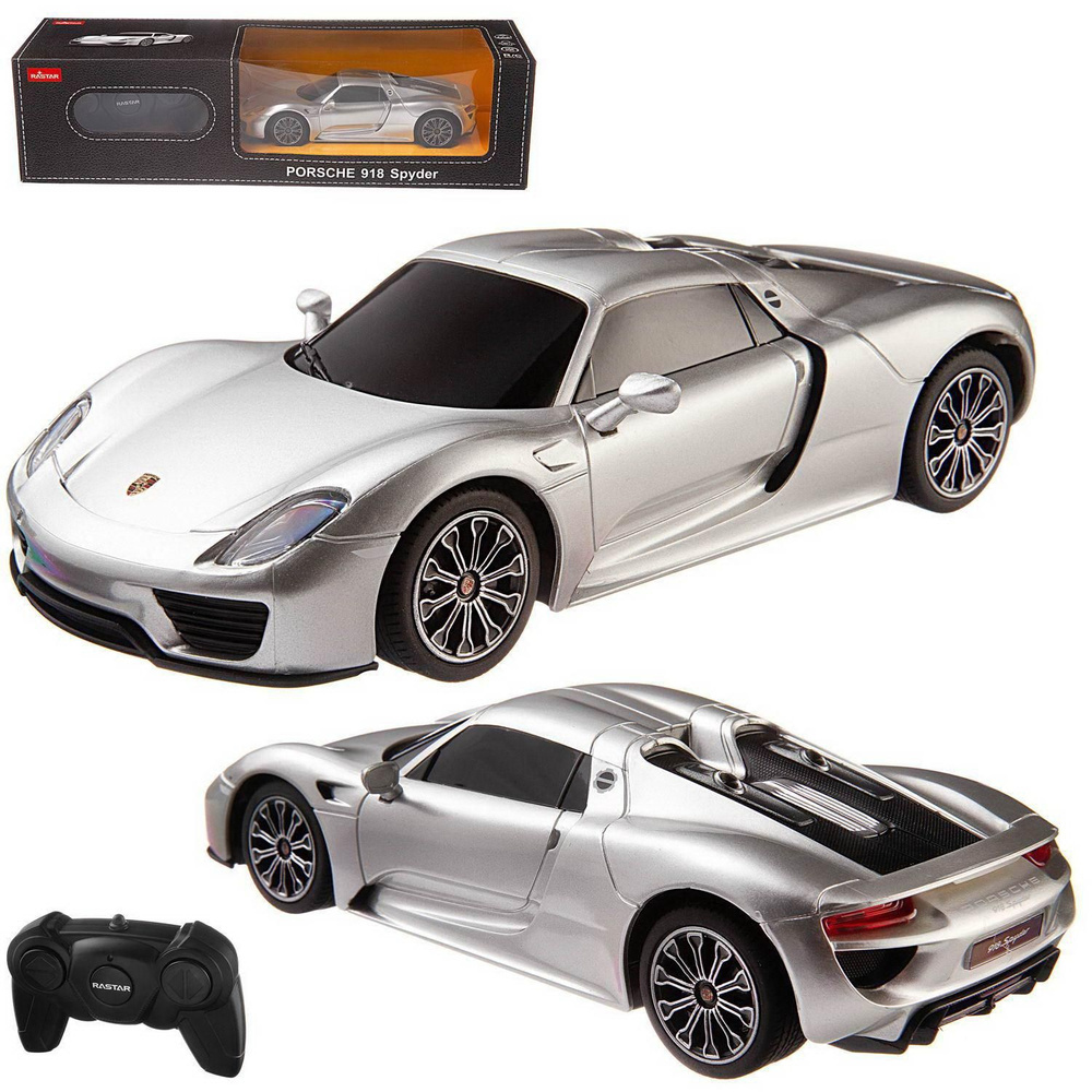 Rastar Машина радиоуправляемая 1:24 PORSCHE 918 Spyder Цвет Серебряный 27MHZ  - купить с доставкой по выгодным ценам в интернет-магазине OZON (523225921)