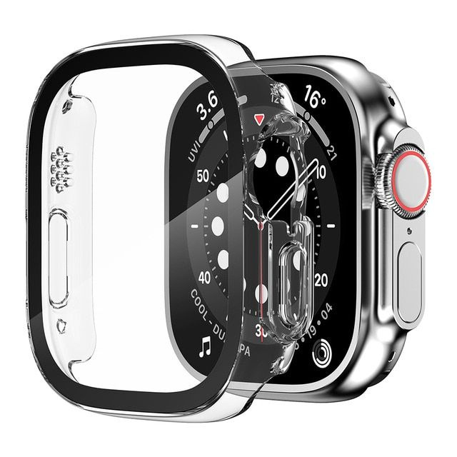 Защитный пластиковый чехол со стеклом (кейс) Apple Watch Series Ultra (Эпл Вотч ультра) 49 мм для экрана/дисплея #1