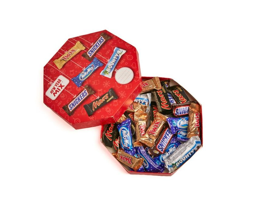 Сладкий новогодний подарок Minis Mix New Year Snickers, Twix, Bounty, Milky Way, Mars, 262г  #1